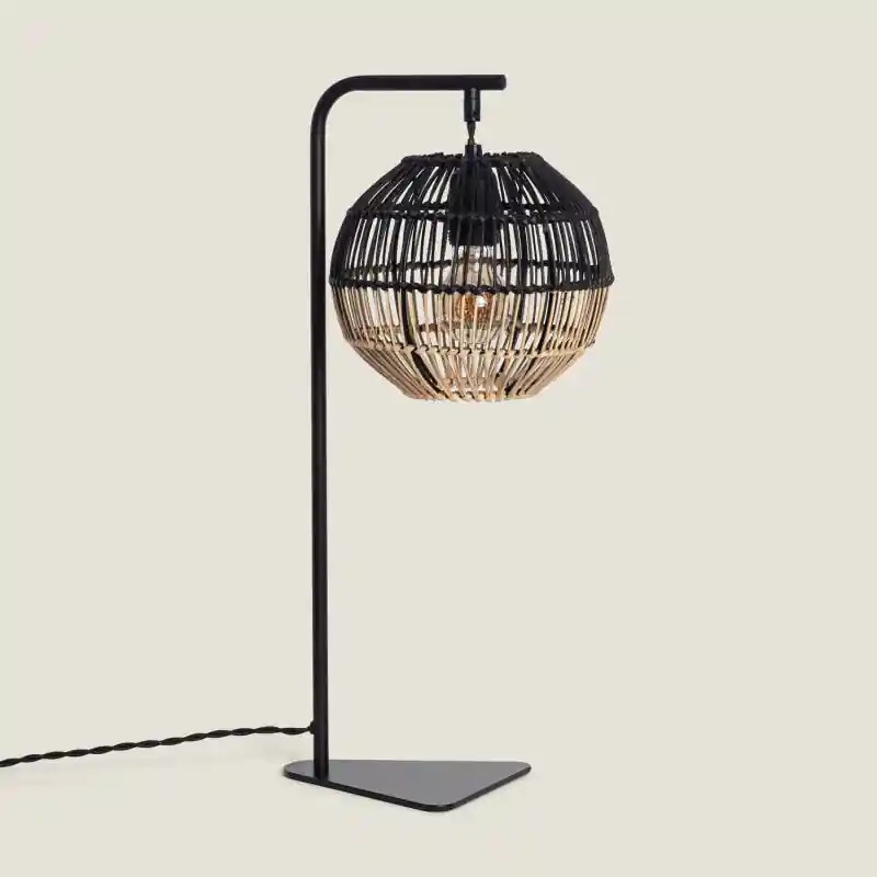 Lampe à Poser Rotin et Métal Kithnos