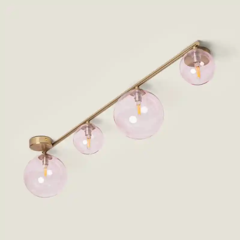 Plafonnier Métal et Verre Moonlight Brass 4 Spots