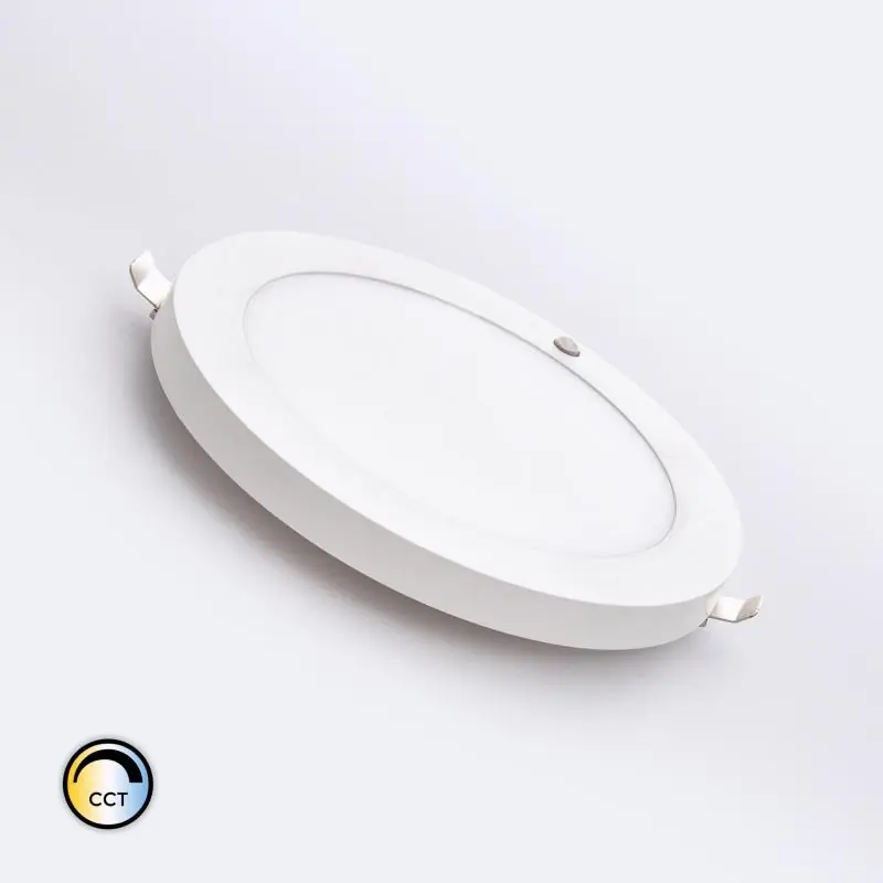 Dalle LED 18W CCT Sélectionnable Ronde avec Détecteur PIR Coupe Ajustable Ø50-170 mm