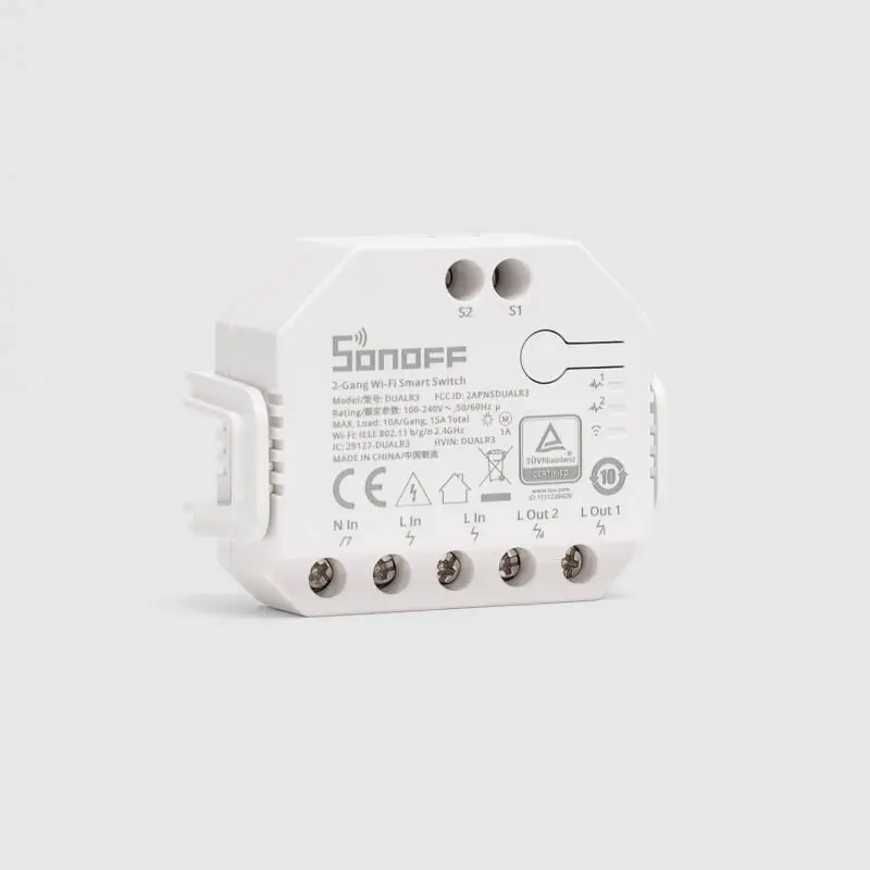 Interrupteur WiFi Compteur d‘Énergie Compatible avec Interrupteur Conventionnel SONOFF Dual R3 Lite 15A