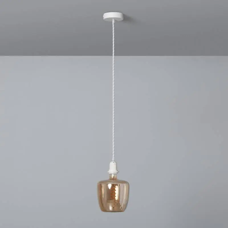 Support à Douille pour Suspension avec Câble Textile Tressé Blanc