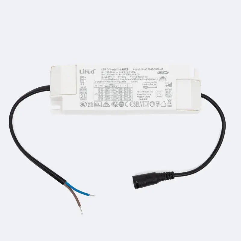 Driver LIFUD Dimmable DALI 220-240V Sortie 9-42V 700-1050mA 6.3-42W No Flicker LF-ADD040-1050-42