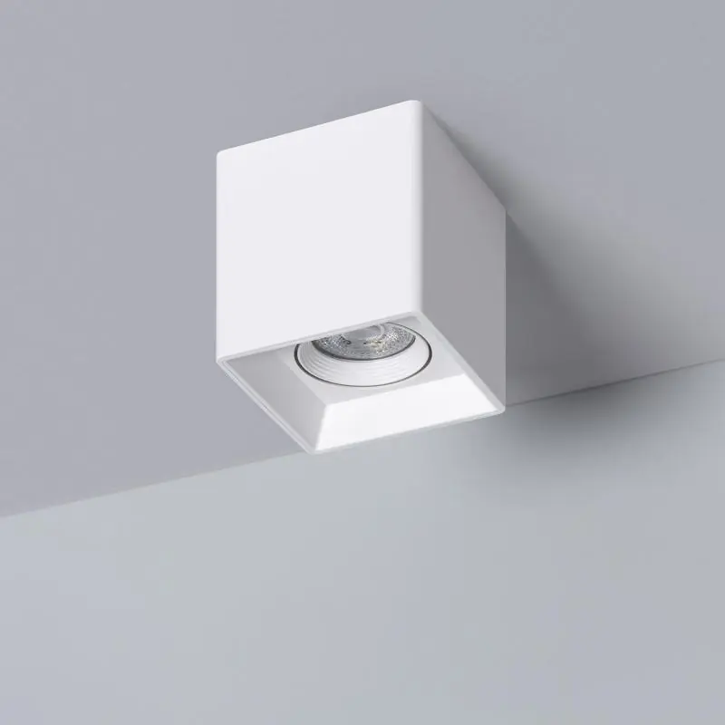 Plafonnier Space Carré Blanc avec Ampoule GU10