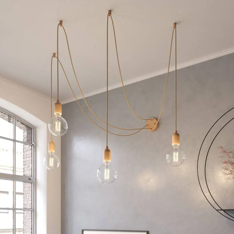 Suspension Textile et Bois Spider Creative-Cables SPL114RN06DCGL