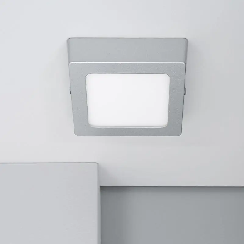 Plafonnier LED 6W Carré Aluminium 105x105 mm Slim CCT Sélectionnable Galán SwitchDimm