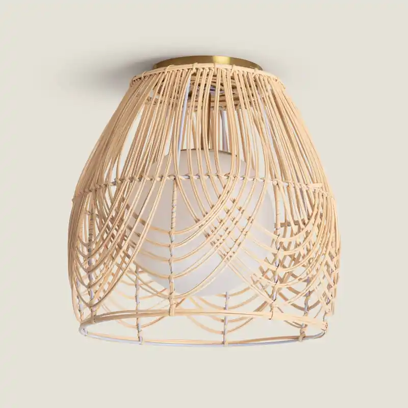 Plafonnier Rotin et Verre Bagrat