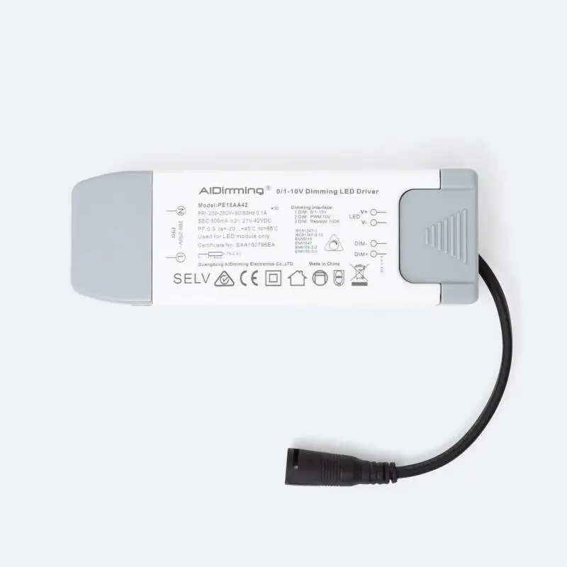 Driver AID Dimmable 1-10V 220-240V Sortie 21-42V DC 500mA 21W No Flicker PE18AA42