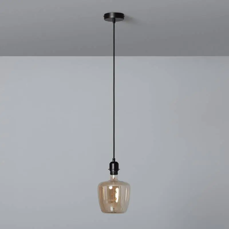 Lampe Suspendue Câble Textile Naturel Noir Naomie