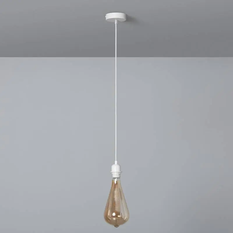Suspension avec Câble Textile Blanc sans Abat-jour