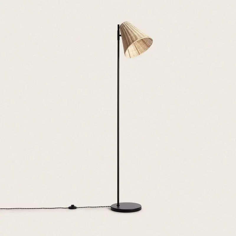 Lampadaire Métal et Rotin Cesto