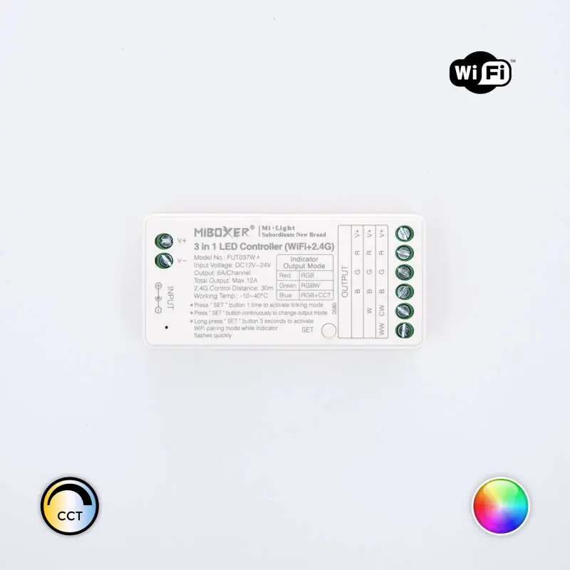 Contrôleur Variateur LED RGB 12/24V DC MiBoxer FUT037W+
