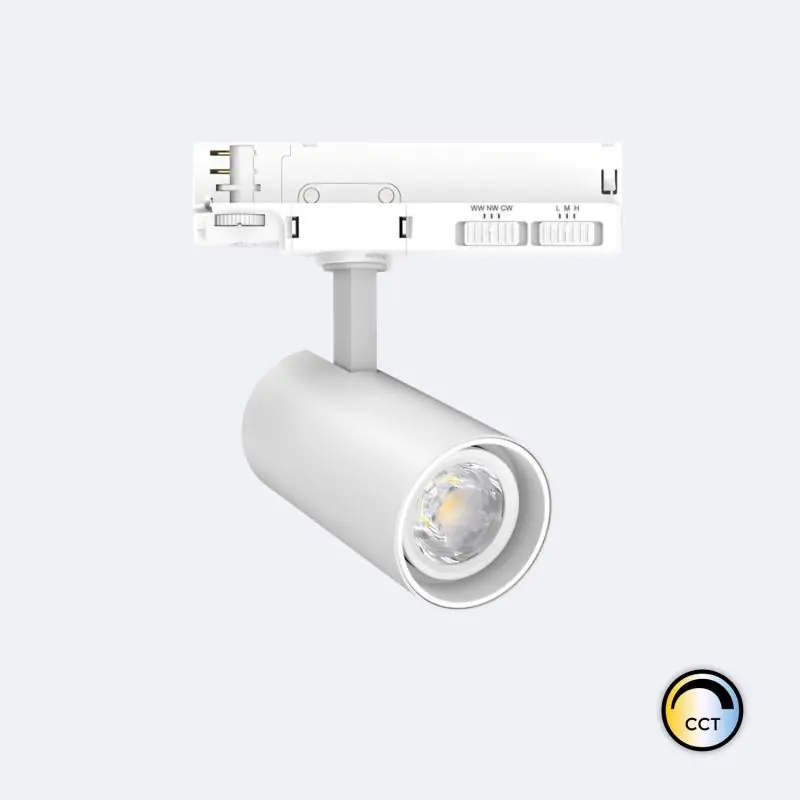 Spot LED sur Rail Triphasé 20W Fasano Dimmable CCT Sélectionnable Blanc