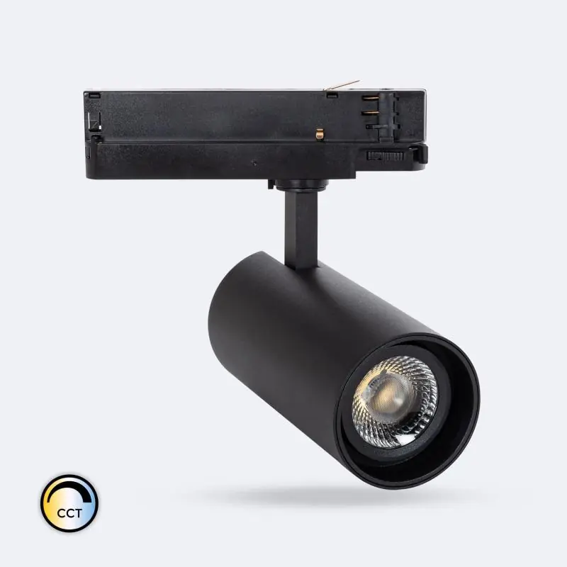 Spot LED sur Rail Triphasé 30W Fasano Dimmable CCT Sélectionnable Noir