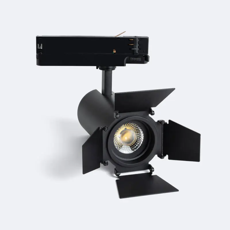 Spot LED Fasano Cinéma 30W CCT Sélectionnable pour Rail Triphasé Dimmable Noir