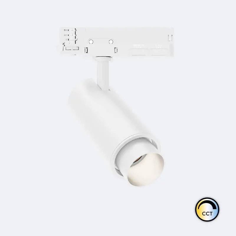 Spot LED Fasano Cylindre 20W CCT Sélectionnable pour Rail Triphasé Dimmable Blanc