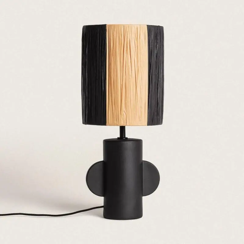 Lampe à Poser Céramique et Raphia Tyler