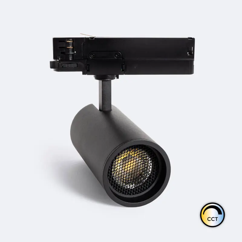 Spot LED Fasano Anti-éblouissement 30W CCT Sélectionnable pour Rail Triphasé Dimmable Noir