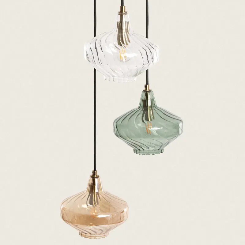 Suspension Métal et Verre 3 Spots Blas