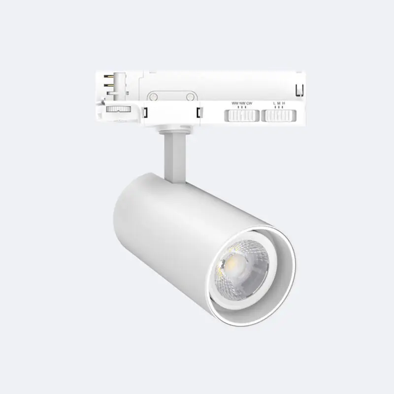 Spot LED sur Rail Triphasé 30W Fasano CCT Sélectionnable Dimmable DALI Blanc