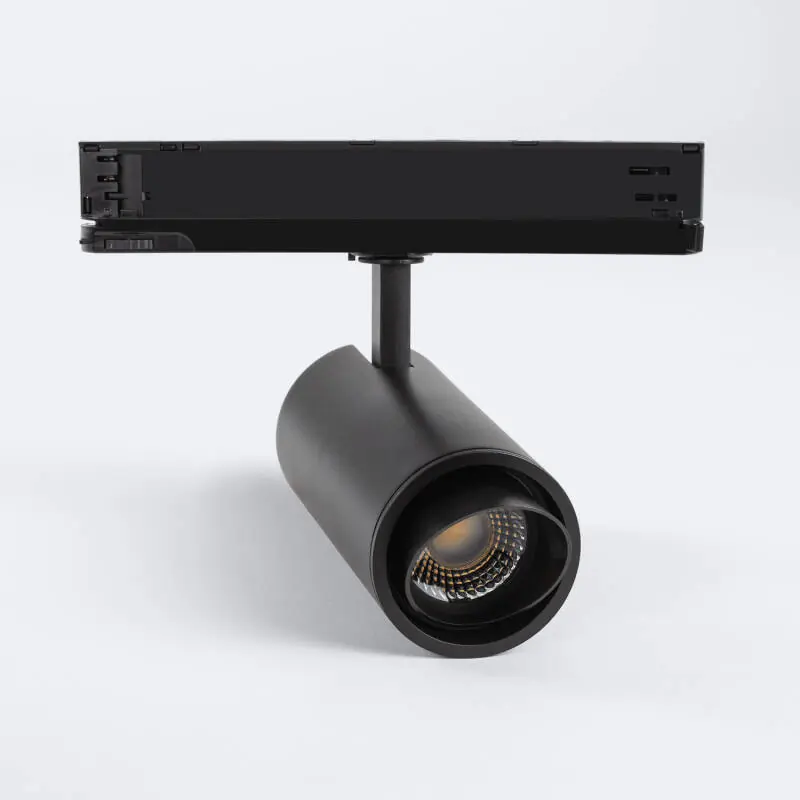 Spot LED Fasano Cylindre Biseau 30W pour Rail Triphasé CCT Sélectionnable Dimmable DALI Noir