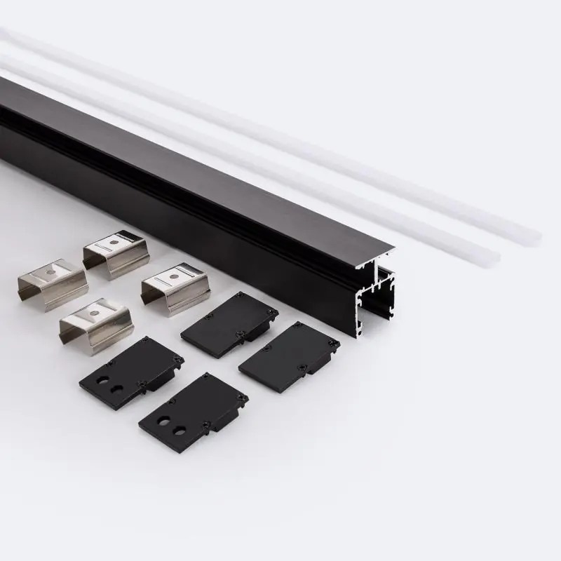 Profilé Aluminium En Saillie Double Moulure 2 m Noir pour Rubans LED jusqu‘à 10 mm