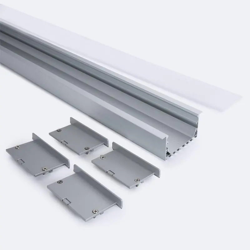Profilé Aluminium Encastré pour Rubans LED jusqu‘à 45 mm avec Capot Continu