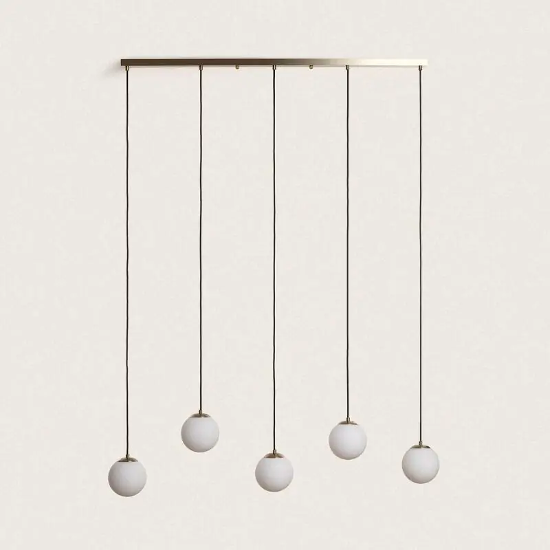 Suspension Métal et Verre Moonlight Brass 5 Spots
