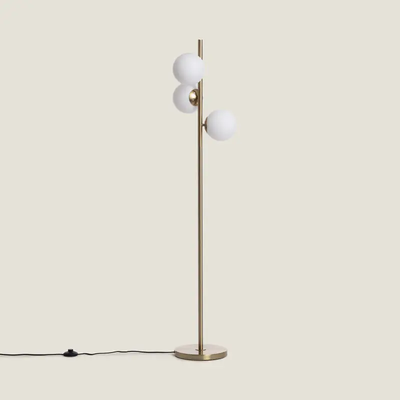 Lampadaire Métal et Verre Moonlight Brass Round 3 Spots