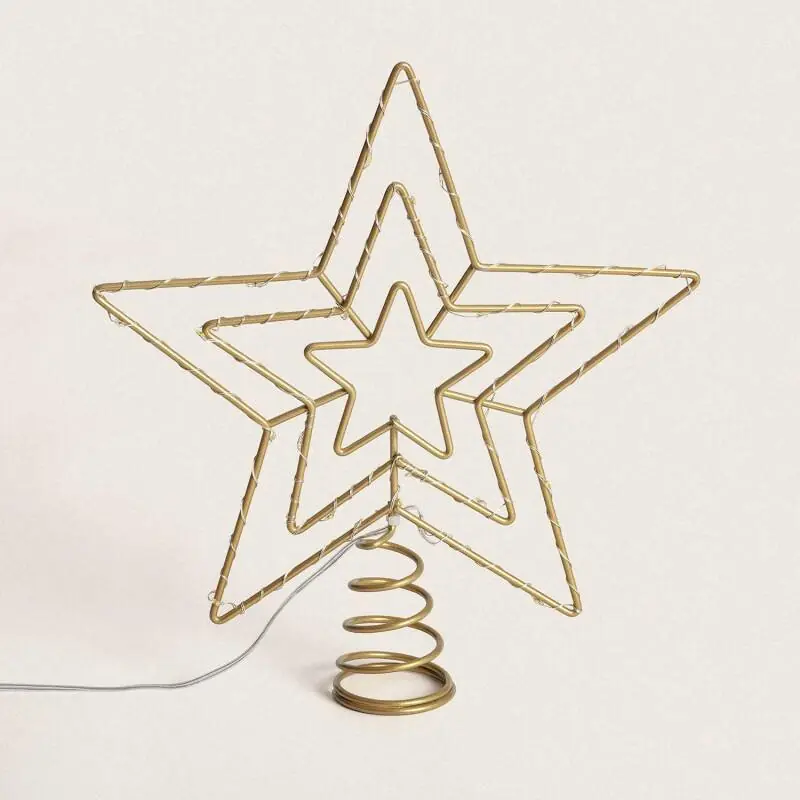 Étoile LED Métal pour Sapin de Noël à Piles Jaione