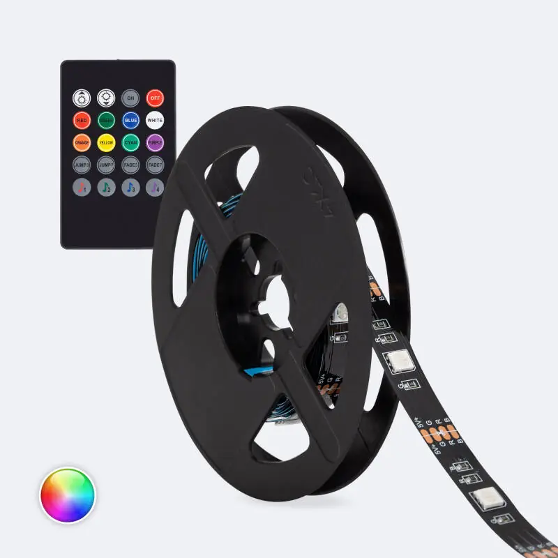 Ruban LED 5V RGB 24 LED/m 2m IP20 Kit avec USB pour Télévision