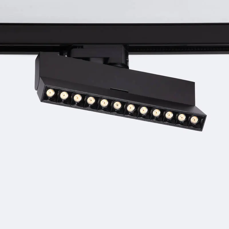 Spot Linéaire LED sur Rail Triphasé 12W CCT Sélectionnable Dimmable Elegant Optic Noir