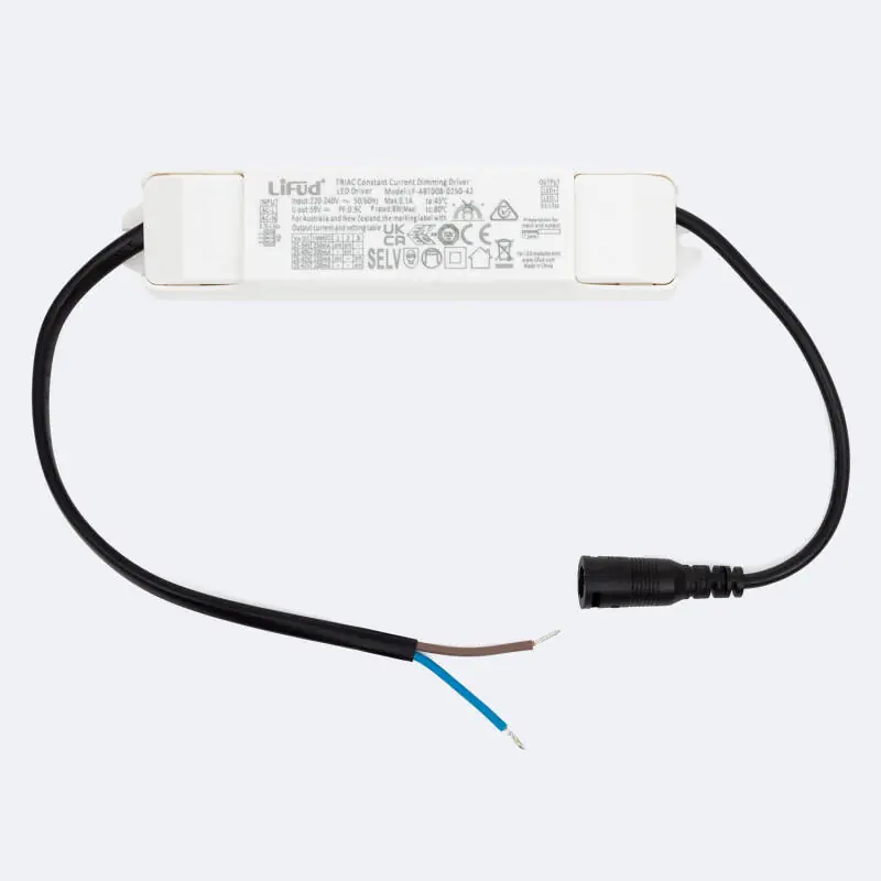 Driver LIFUD Dimmable TRIAC 220-240V No Flicker Sortie 25-42V 100-250mA 2,5-8W LF-ABT008-0250-42