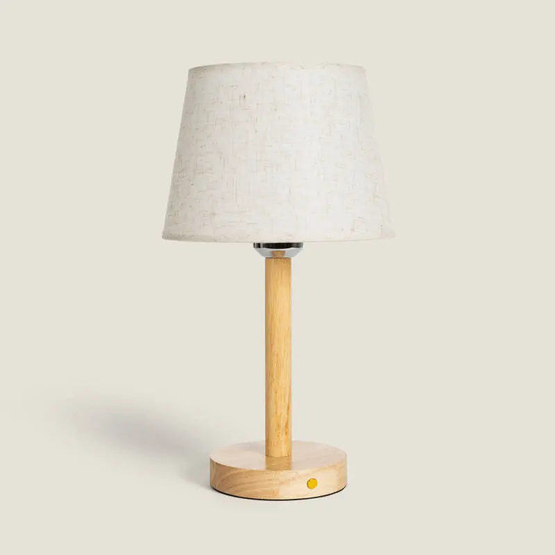 Lampe à Poser LED Bois 1W Portable avec Batterie USB Rechargeable Rowy