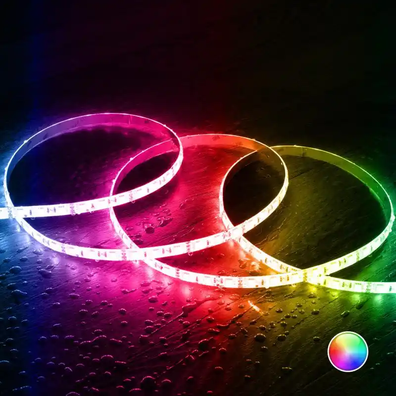 Ruban LED 12V RGB SMD 60 LED/m 5m 9W/m Largeur 10mm Coupe 5cm IP65