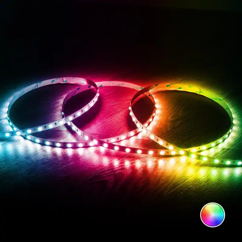 Ruban LED 24V RGB SMD 60 LED/m 5m 10W/m Largeur 10mm Coupe 10cm IP20