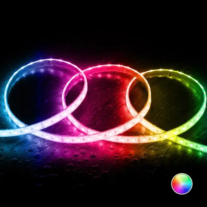 Ruban LED 24V RGB SMD 60 LED/m 5m 10W/m Largeur 12mm Coupe 10cm IP68 SILICONE FLEX