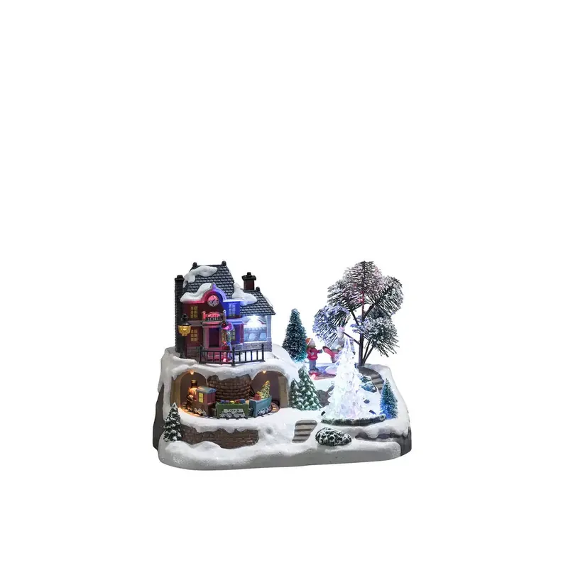 Décoration De Noël Mécanique Avec Gare 17cm