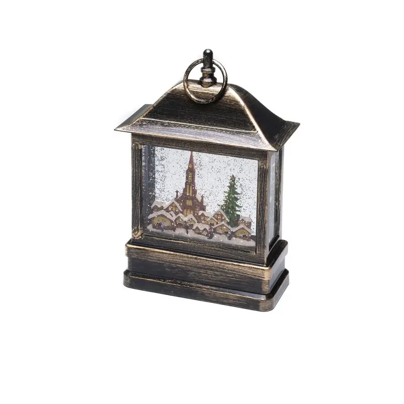 Lanterne Remplie D’eau Avec Marché De Noël