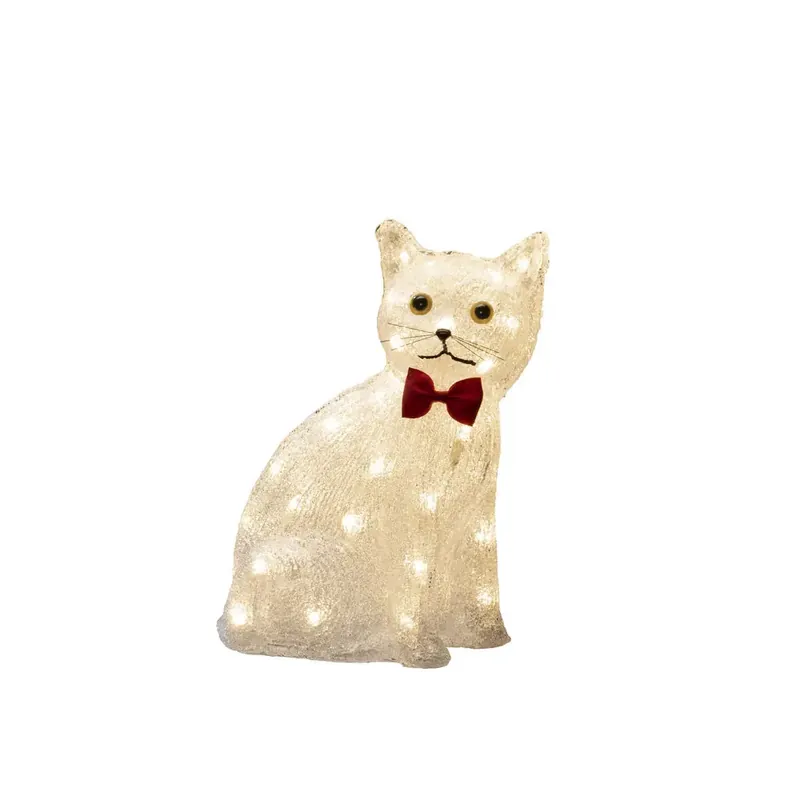 Chat Assis En Acrylique