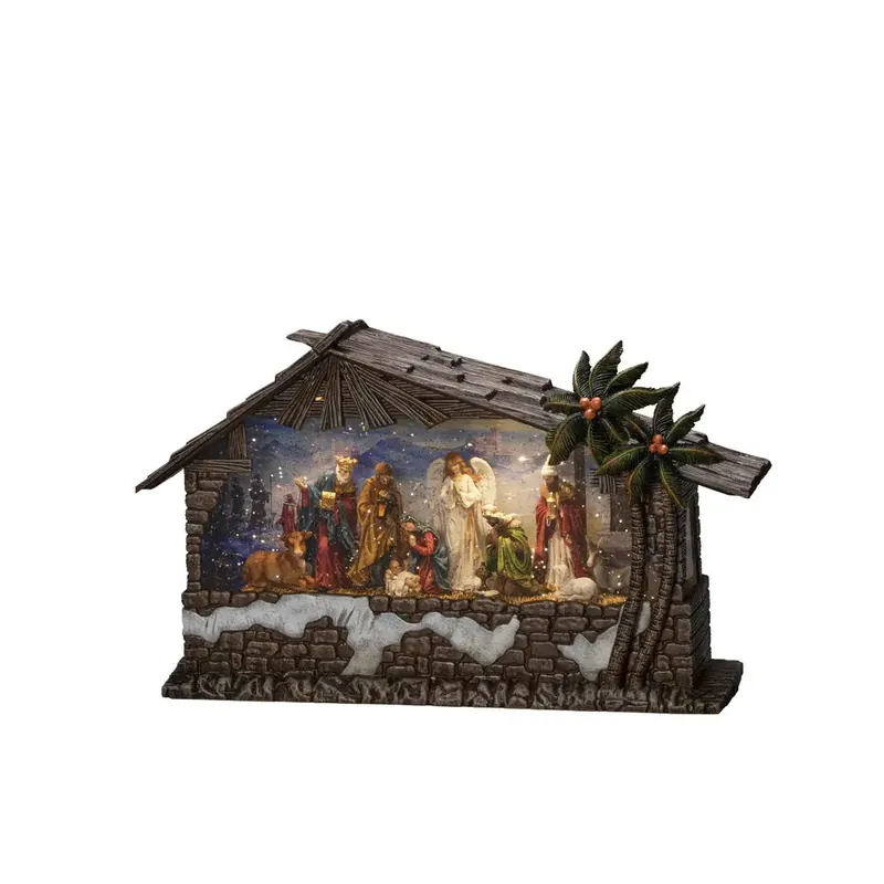 Lanterne Remplie D’eau Avec Crèche De Noël