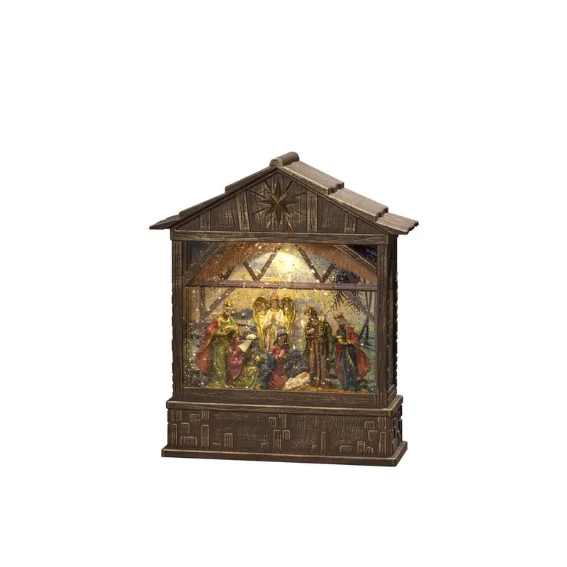 Lanterne Remplie D’eau Avec Crèche De Noël