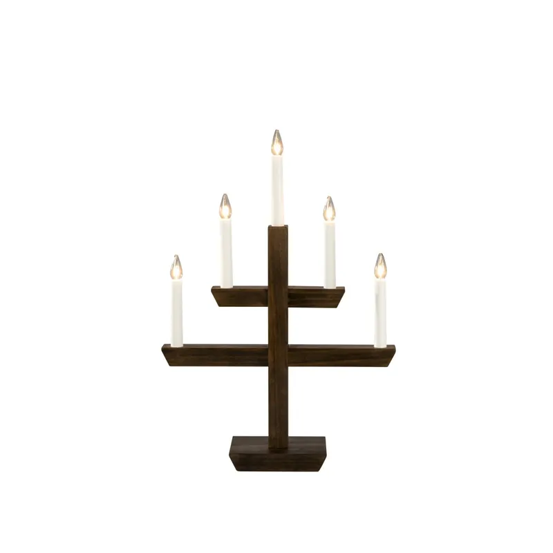 Wooden Candelabra 5 Lights