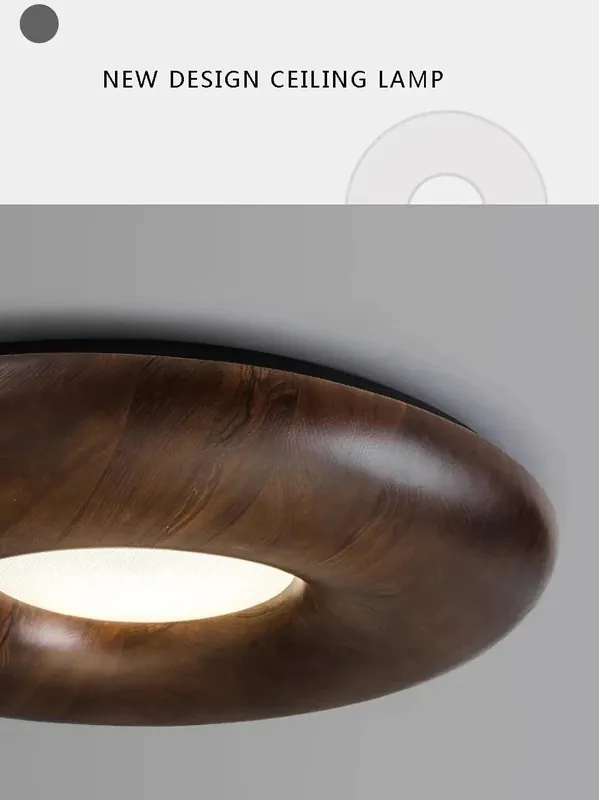 Grand lustre en bois LED design rétro Moderne
