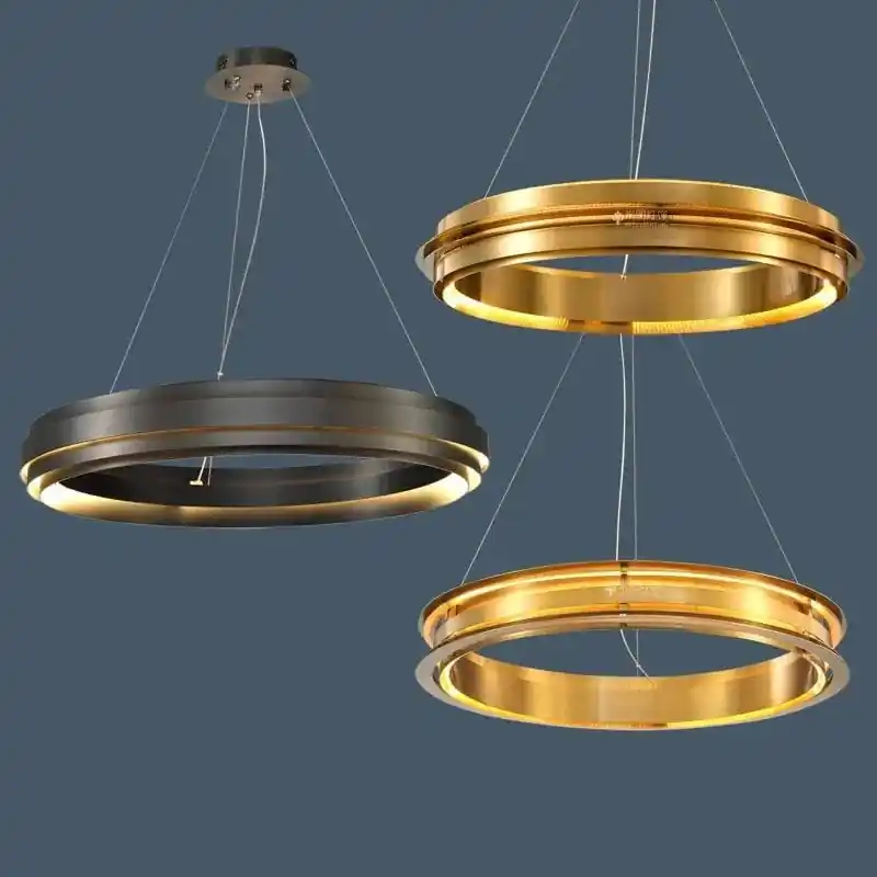 Lustre LED italien post-moderne avec anneau de suspension - Lampe de design asiatique