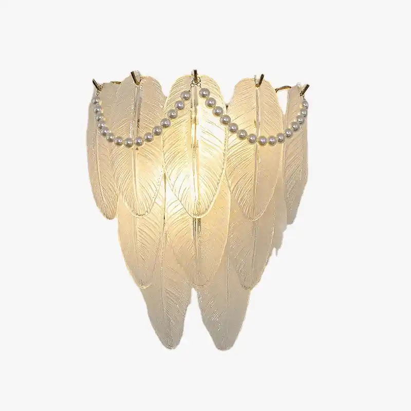 Applique Murale LED Design en Verre - Collection Perle Plume Feuille Coquille Soleil Fleur