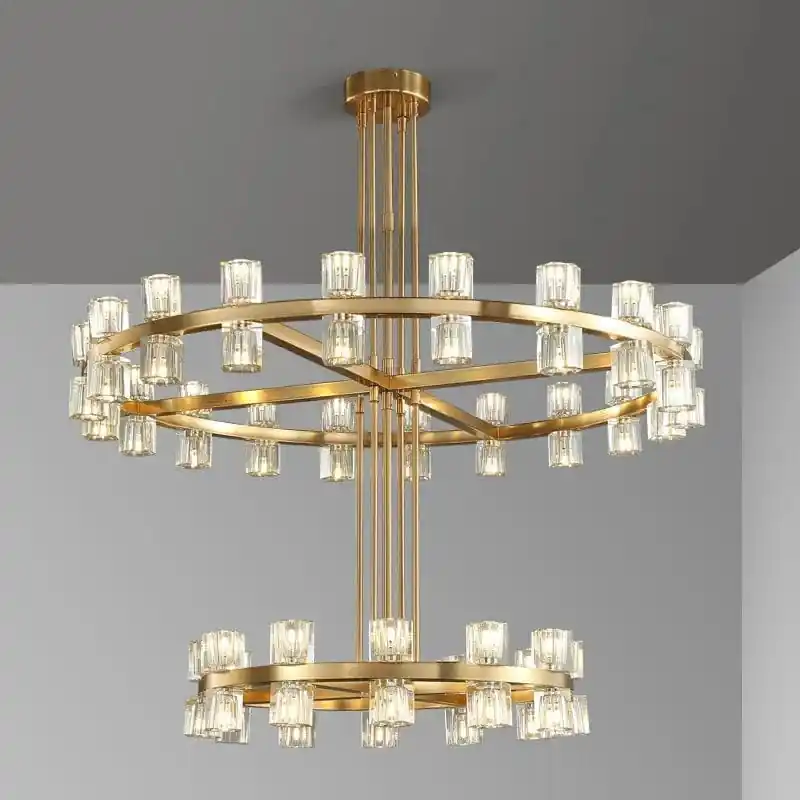 Lustre moderne en cuivre LED Crystaluxe pour hôtel et foyer