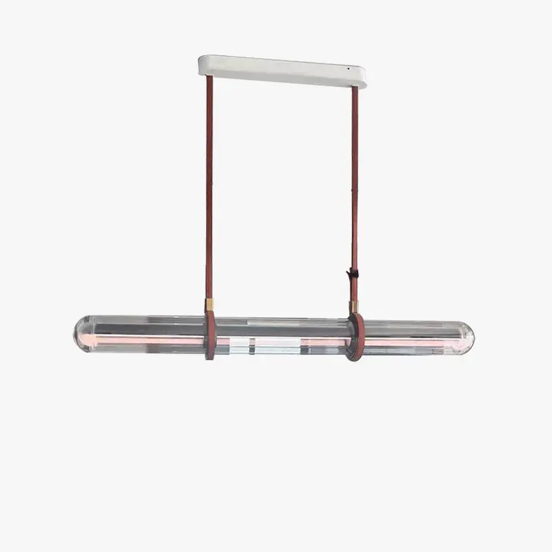 Lustre Long Design Moderne - Décoration Maison LED Luxe Cuir Verre