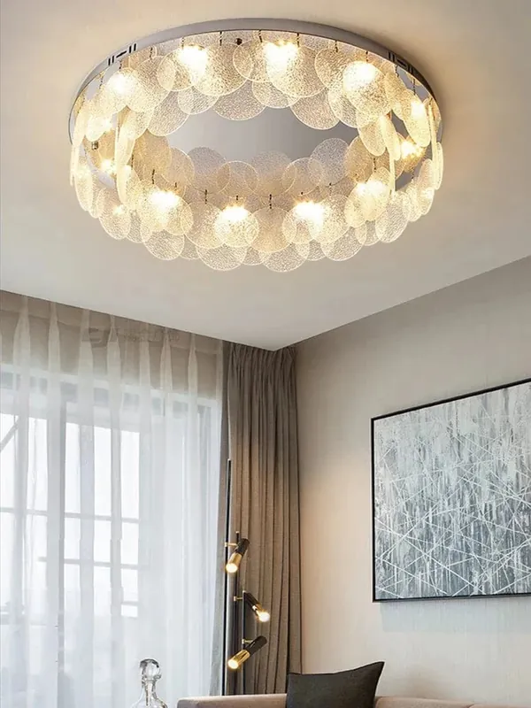 Plafonnier Moderne en Verre Chromé - Lustre Décoration 2024 de Style Élégant