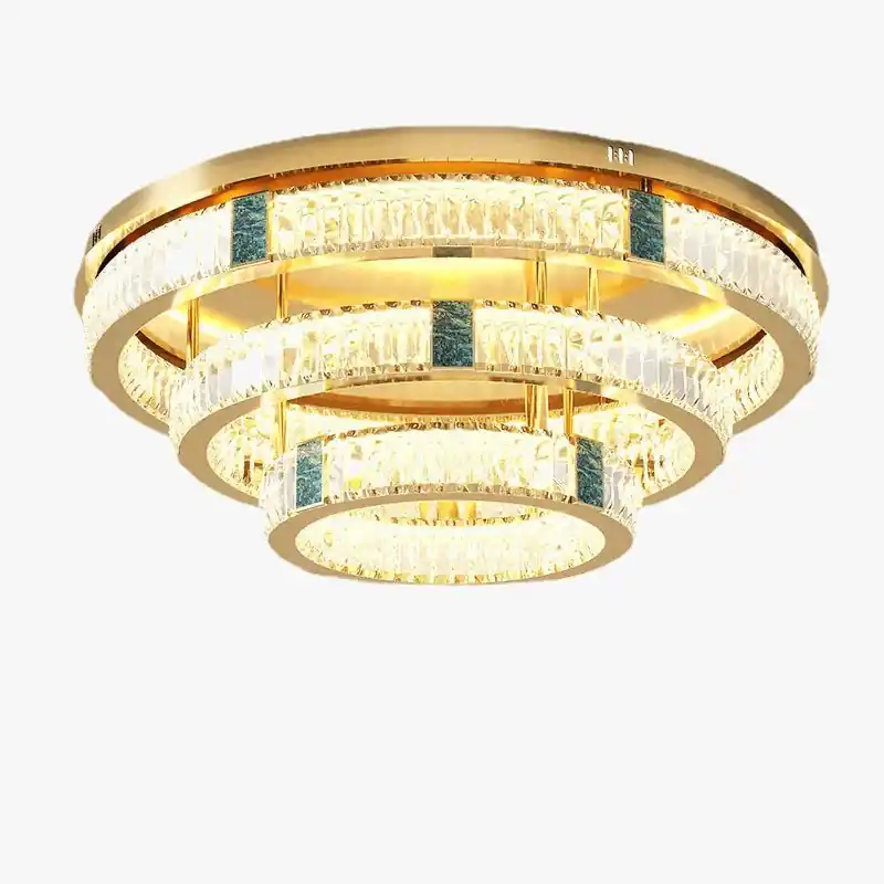 Lustre moderne en cristal rond à trois couches LED 2024 - Élégance Illuminée