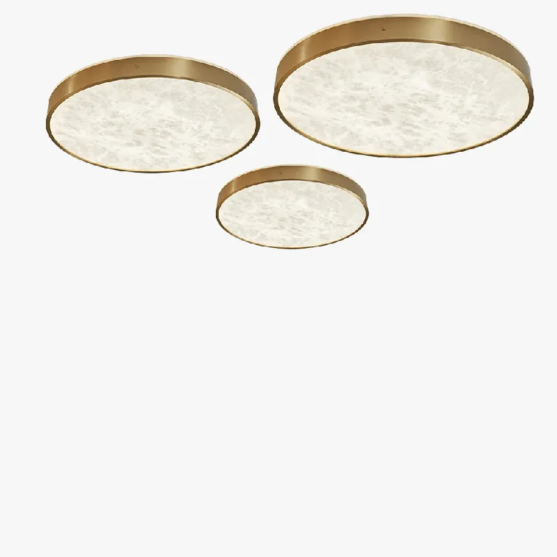Plafonnier LED en Marbre Fin Design Simple et Moderne en Cuivre Brossé - Edition Deluxe